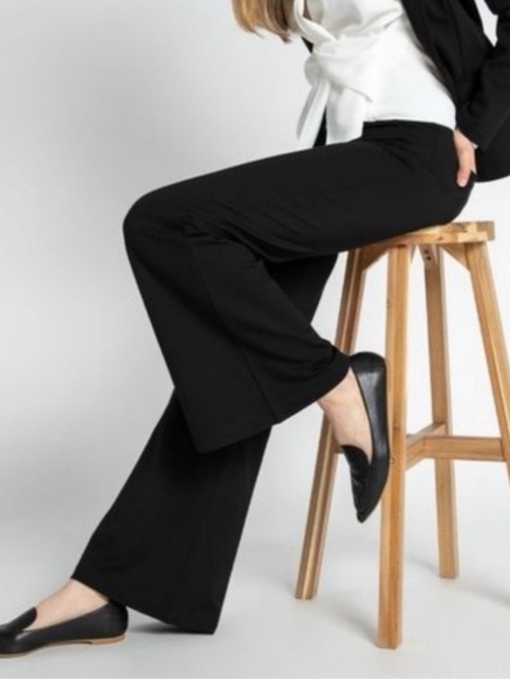 Betabrand | Pull On Wide Leg Flare Black Yoga Pants (M/Long)